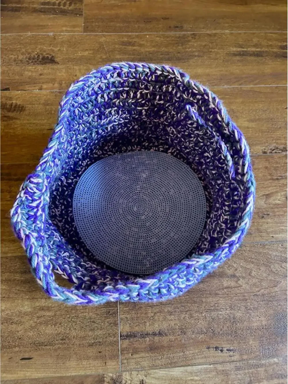 Handcrafted Multicolor Purple Crochet Basket with Handles